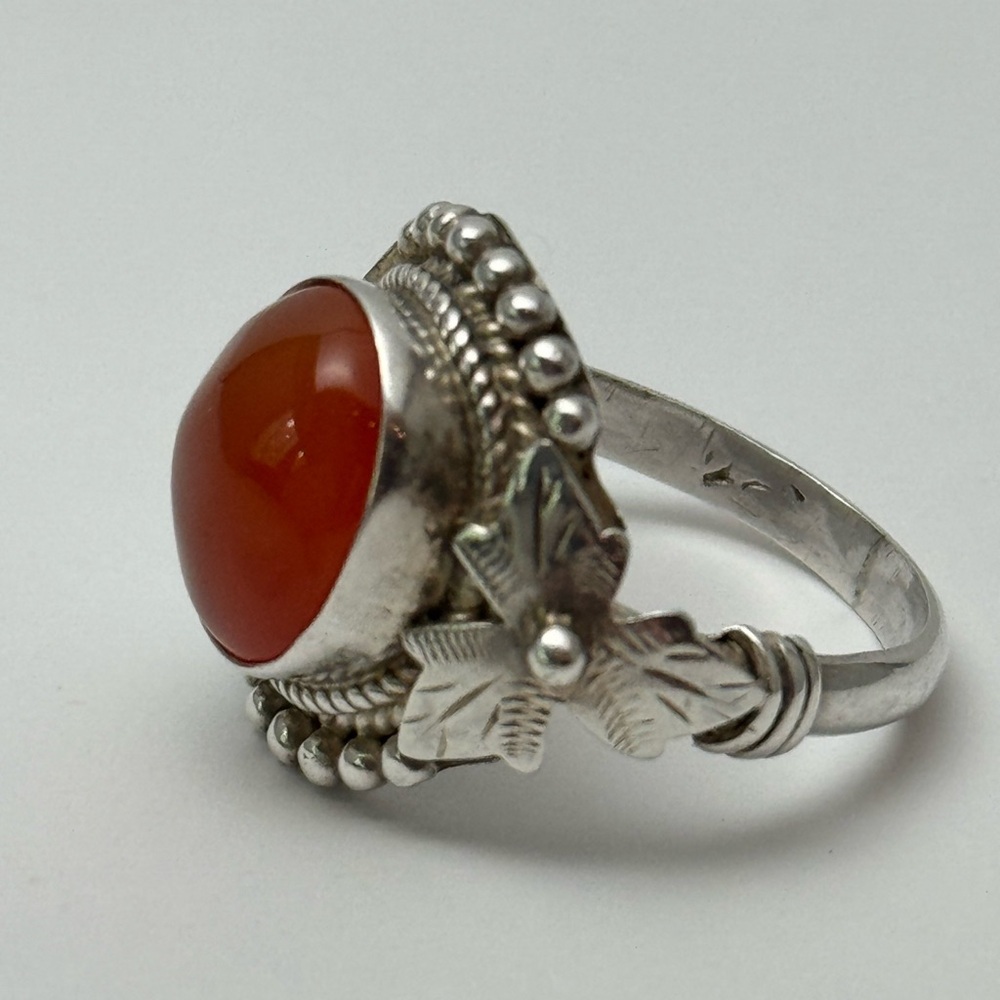 Vtg Carnelian Silver Ring